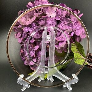 Vintage Dorothy Thorpe Glass Plate with Silver Trim